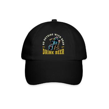 Trinkender Bär - Baseballkappe - Schwarz/Schwarz - Vorne