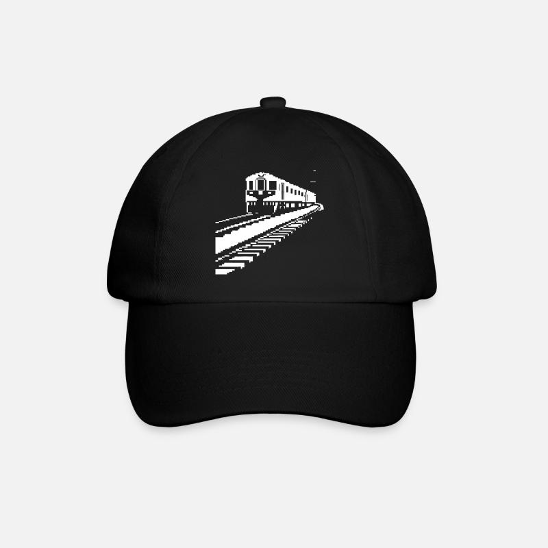 Eisenbahn Pixelkunst - Baseballkappe - Schwarz/Schwarz
