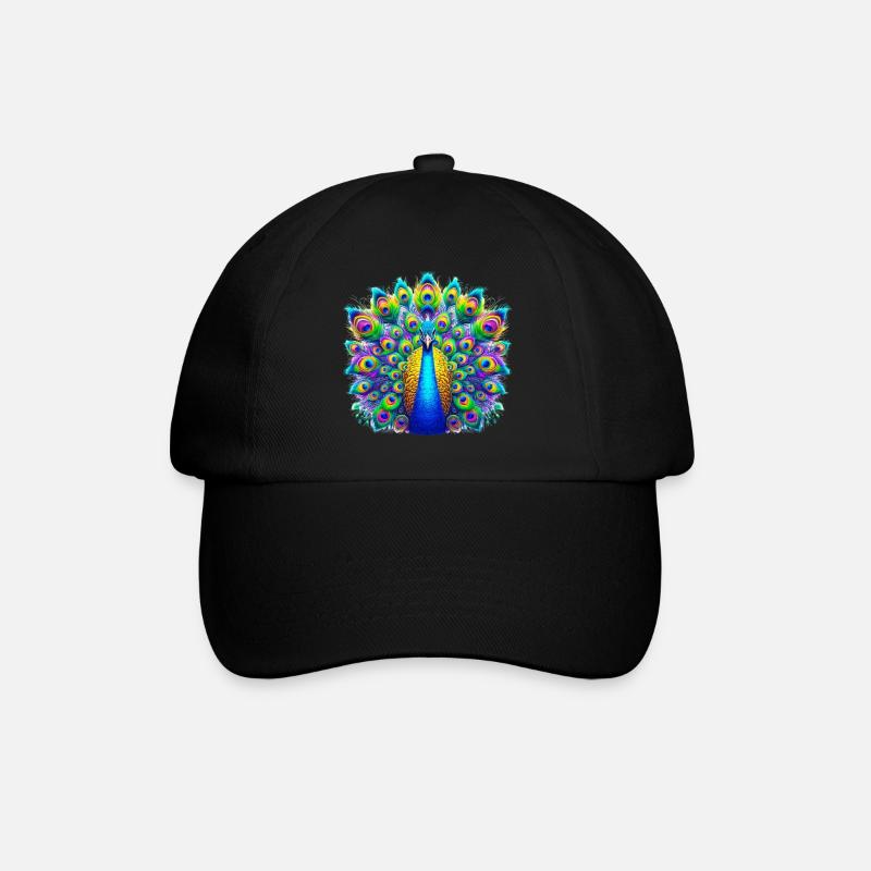 Pfau - Baseballkappe - Schwarz/Schwarz