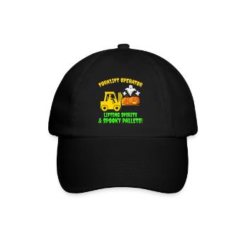 Halloween Geist Gabelstapler Fahrer Kürbis Lustig - Baseballkappe - Schwarz/Schwarz - Vorne