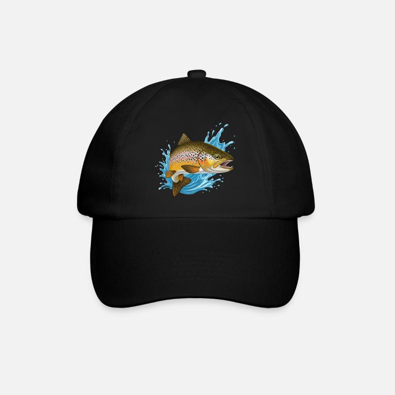 Bachforelle Forelle Saibling Angeln Fischen - Baseballkappe - Schwarz/Schwarz