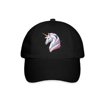 Geometrisches Einhorn – Moderne Eleganz - Baseballkappe - Schwarz/Schwarz - Vorne