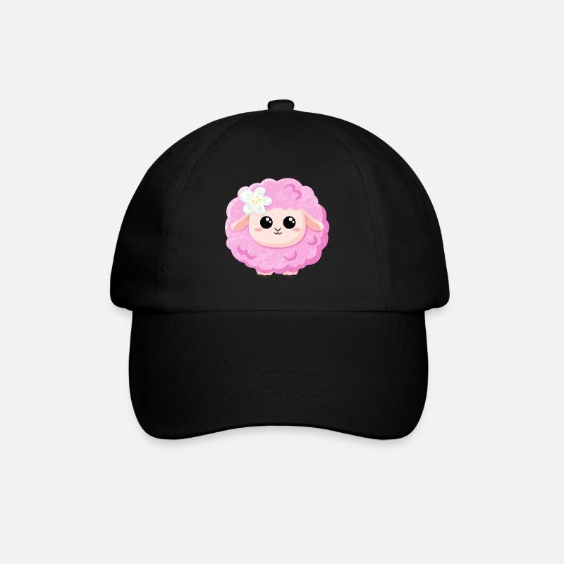 Süßes rosa Schaf - Baseballkappe - Schwarz/Schwarz