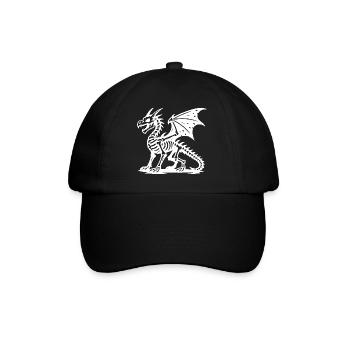 Mythischer Drache Skelett Illustration - Baseballkappe - Schwarz/Schwarz - Vorne