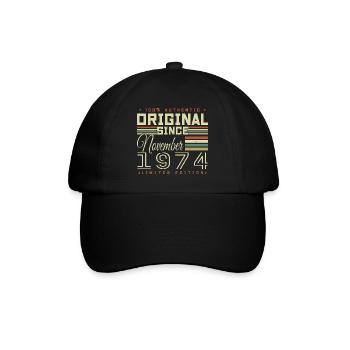 November 1974 Geburtstagsgeschenk - Baseballkappe - Schwarz/Schwarz - Vorne