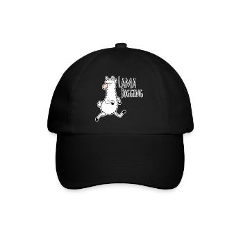 Llama jogging - funny llama goes jogging, join in - Baseball Cap - black/black - Front
