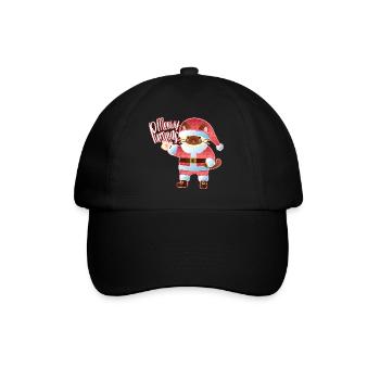 Meowy Purrmas Weihnachtsmann-Katzen-Kunst - Baseballkappe - Schwarz/Schwarz - Vorne