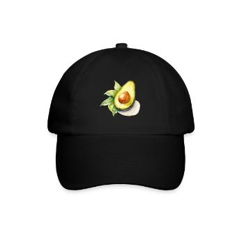 Watercolor Avocado Illustration - Baseball Cap - black/black - Front