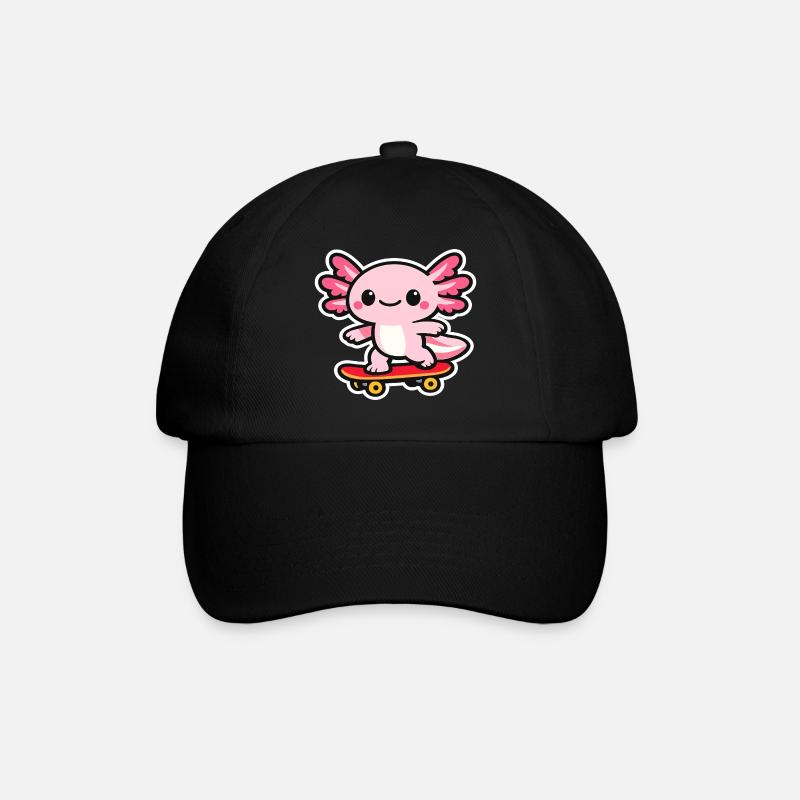 Axolotl dragon en planche à roulettes câlin - Casquette classique - noir/noir