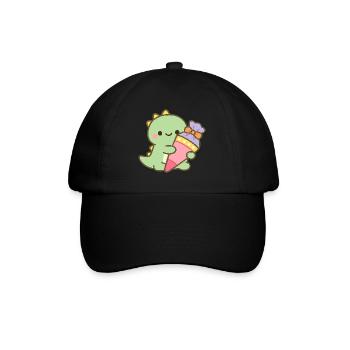 Schulkind Dino Einschulung Geschenk - Baseballkappe - Schwarz/Schwarz - Vorne