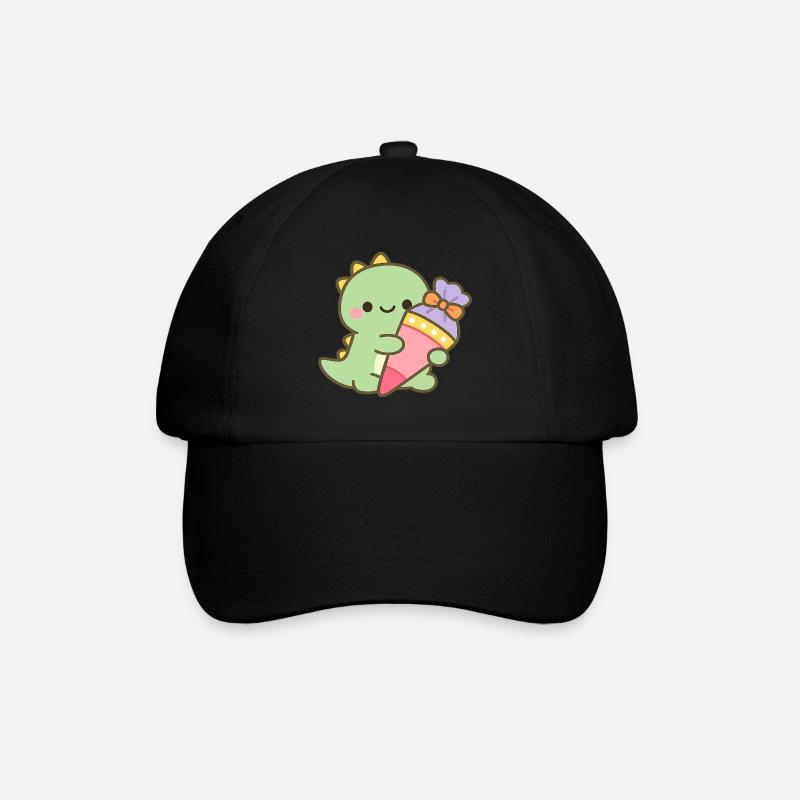 Schulkind Dino Einschulung Geschenk - Baseballkappe - Schwarz/Schwarz
