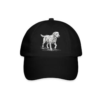 Labrador Sketch Weiß – Minimalistisches Design - Baseballkappe - Schwarz/Schwarz - Vorne
