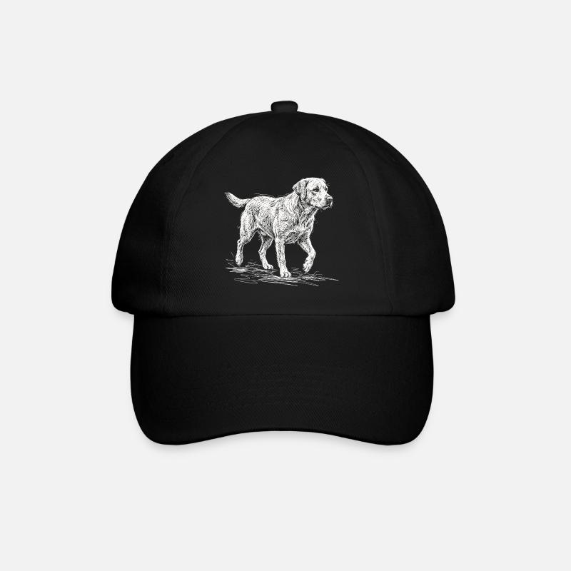 Labrador Sketch Weiß – Minimalistisches Design - Baseballkappe - Schwarz/Schwarz