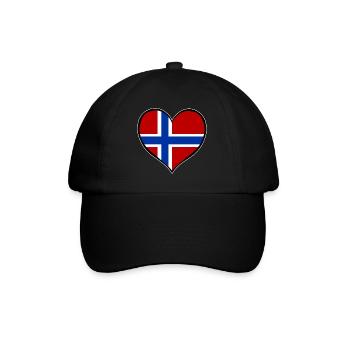 Norwegen Herzflagge used - Baseballkappe - Schwarz/Schwarz - Vorne