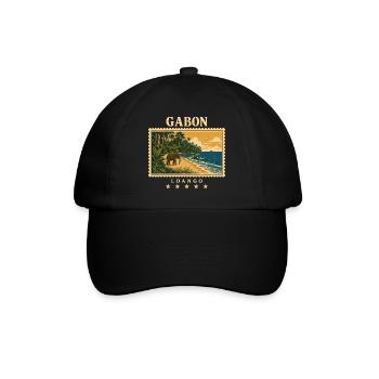 Gabun Loango Vintage Reisemarke - Baseballkappe - Schwarz/Schwarz - Vorne