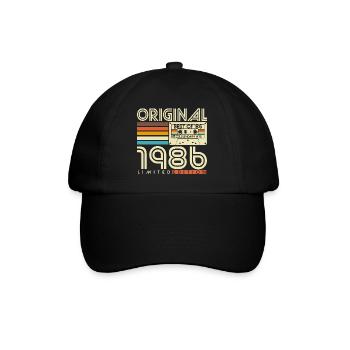 Original 1986 Jahrgang Vintage Geburtstag Retro - Baseballkappe - Schwarz/Schwarz - Vorne