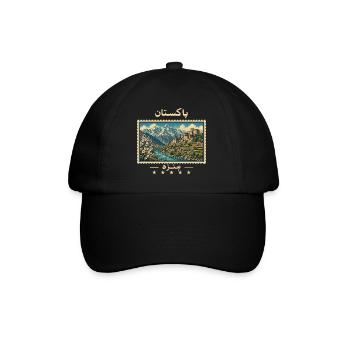 Pakistan Hunza Vintage Reisemarke - Baseballkappe - Schwarz/Schwarz - Vorne