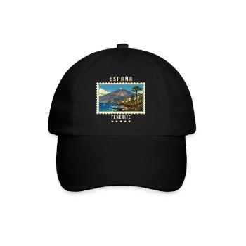 Spanien Teneriffa Vintage Reisemarke - Baseballkappe - Schwarz/Schwarz - Vorne