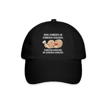 Schnecken schlecken – Lustiger Zungenbrecher - Baseballkappe - Schwarz/Schwarz - Vorne