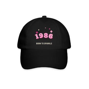 1986 Born to Sparkle Jahrgang 40. Geburtstag - Baseballkappe - Schwarz/Schwarz - Vorne