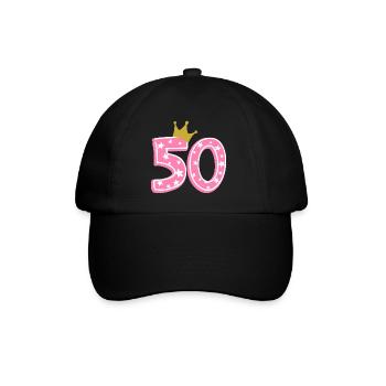 50 Krone 50. Geburtstag 50 Jahre - Baseballkappe - Schwarz/Schwarz - Vorne