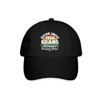 Cadeau 62 ans d'excellence / Édition limitée 1960 - Casquette classique - noir/noir - Devant