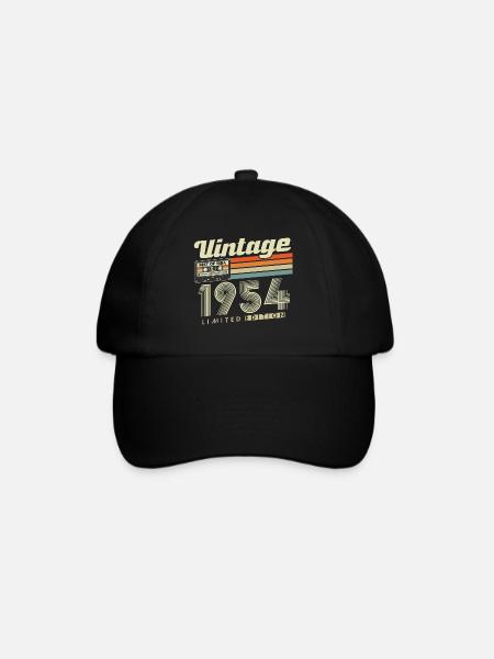Vintage 1954 Jahrgang Retro Geburtstag Geschenk - Baseballkappe - Schwarz/Schwarz
