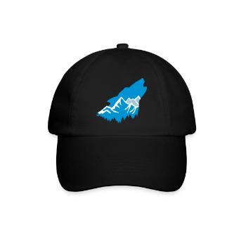 Wolf and mountains - Baseball Cap - black/black - Front