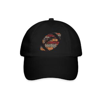 American Football Ball Word Cloud - Baseball Cap - black/black - Front