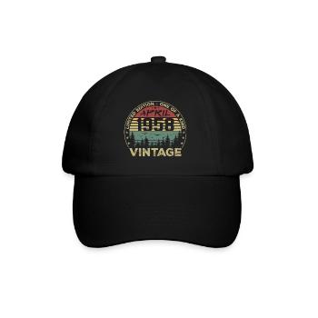 Vintage April 1958 Birthday Gift - Baseball Cap - black/black - Front