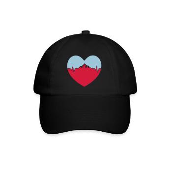 j'aime les montagnes coeur pulsé - Casquette classique - noir/noir - Devant