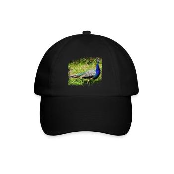 The peacock is originally from India - Baseball Cap - black/black - Front