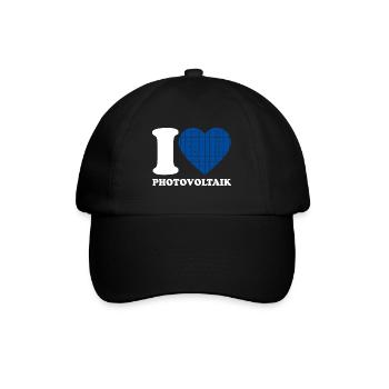I Love Photovoltaik - Herz - Erneuerbare Energie - Baseballkappe - Schwarz/Schwarz - Vorne
