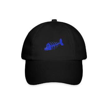 Blau schlechter Fisch Piratenentwurf. Schädel - Baseballkappe - Schwarz/Schwarz - Vorne