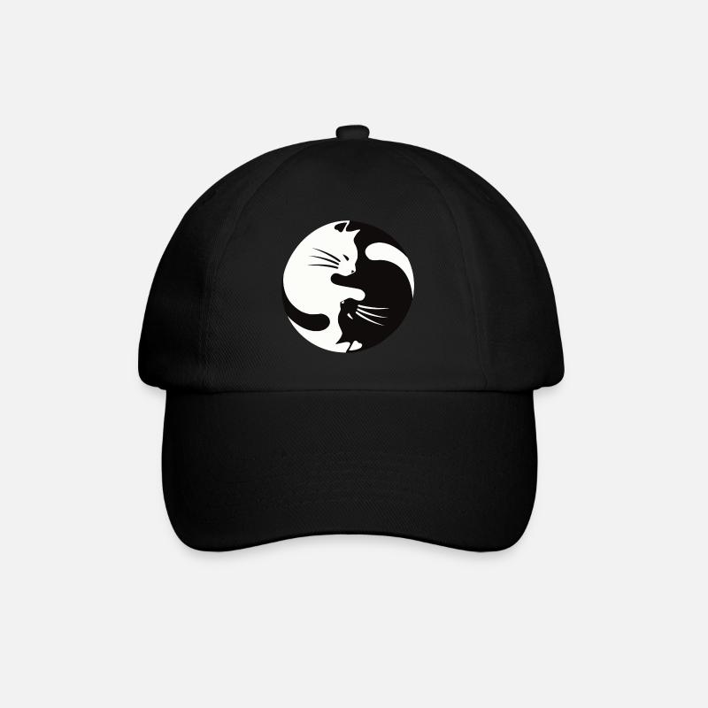 2 chats câlins, ying yang - Casquette classique - noir/noir