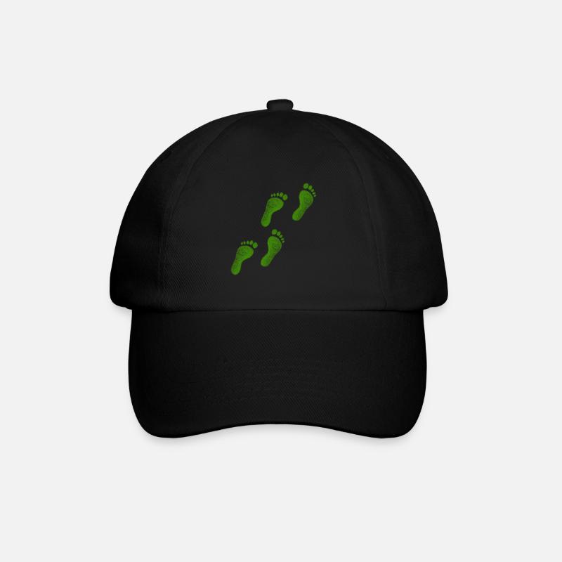 Füsse grün Gehen Geschenk Abdruck Geschenkidee - Baseballkappe - Schwarz/Schwarz