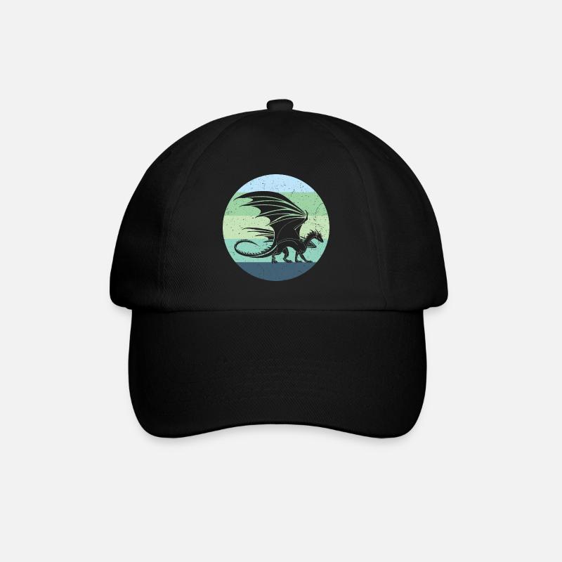 Welsh Dragon Retro - Baseball Cap - black/black