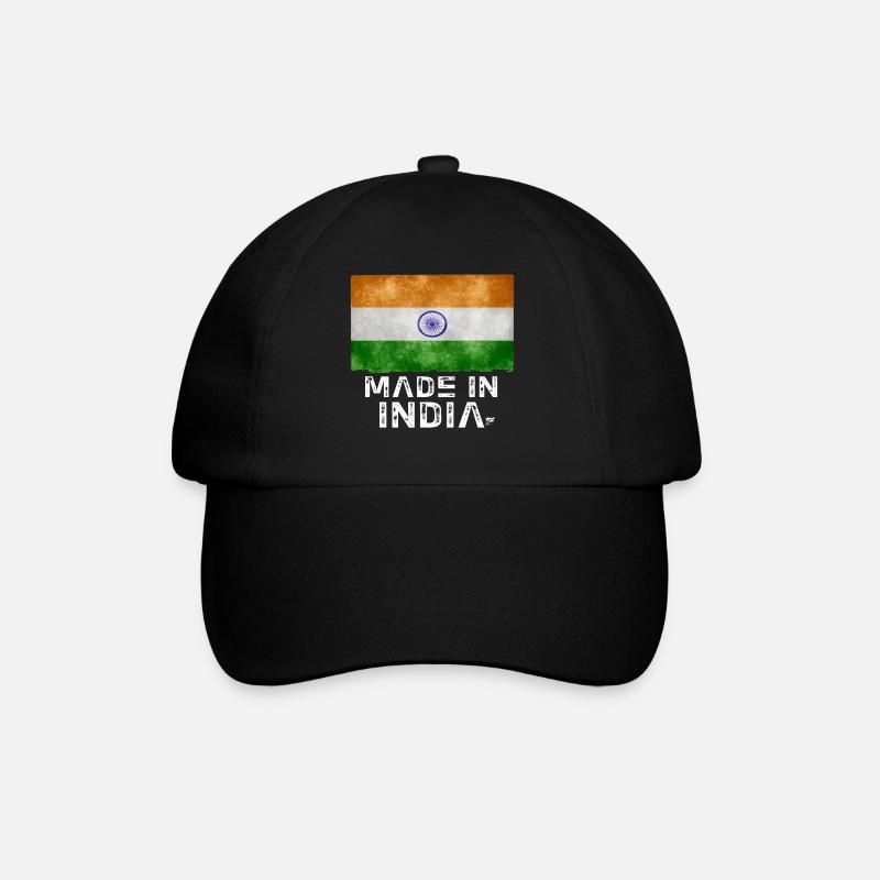 Made in India Flag Stencil Tee - Baseballkappe - Schwarz/Schwarz