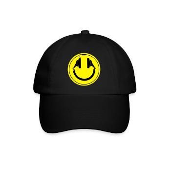 Headphones smiley wire plug - Baseballkappe - Schwarz/Schwarz - Vorne