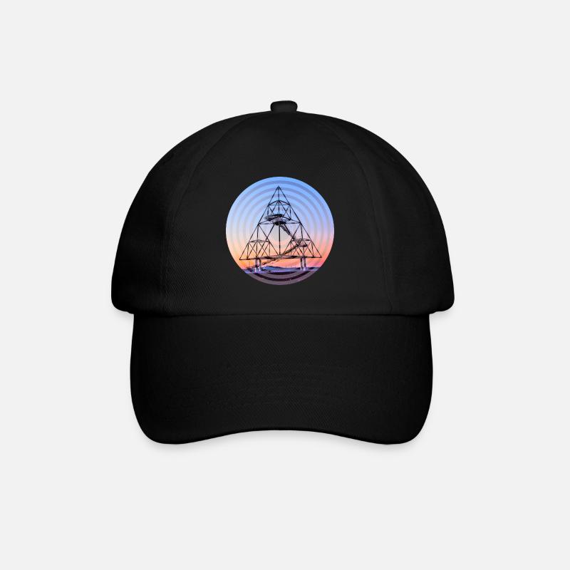 Tetraeder Kreise - Baseballkappe - Schwarz/Schwarz