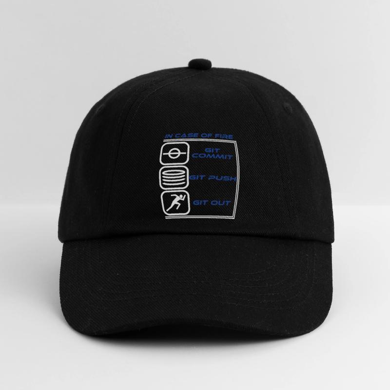 "In Case Of Fire Git Commit Git Push Git Out" Baseball Cap