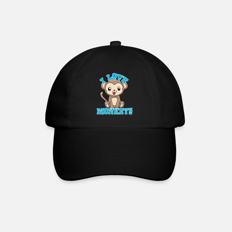 Affen - Baseballkappe - Schwarz/Schwarz