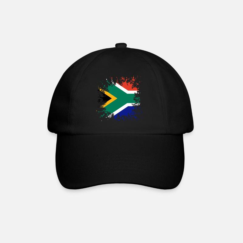 Südafrika Flagge Farbspritzer - Baseballkappe - Schwarz/Schwarz