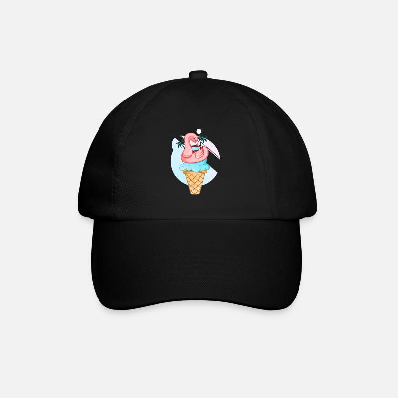 Flamingo Eis - Baseballkappe - Schwarz/Schwarz
