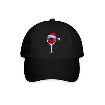 Vin verre à vin père noël chapeau de noël - Casquette classique - noir/noir - Devant