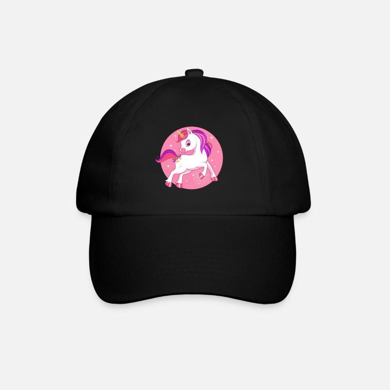 Pferd Einhorn Kinder Geschenk pink Sterne lustig - Baseballkappe - Schwarz/Schwarz