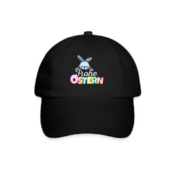 Osterhase Frohe Ostern Gesicht Süß Osterhäschen - Baseballkappe - Schwarz/Schwarz - Vorne
