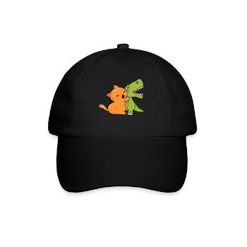 Cool Dinosaur Tee For Animal Lovers "Cat Hugging - Baseball Cap - black/black - Front
