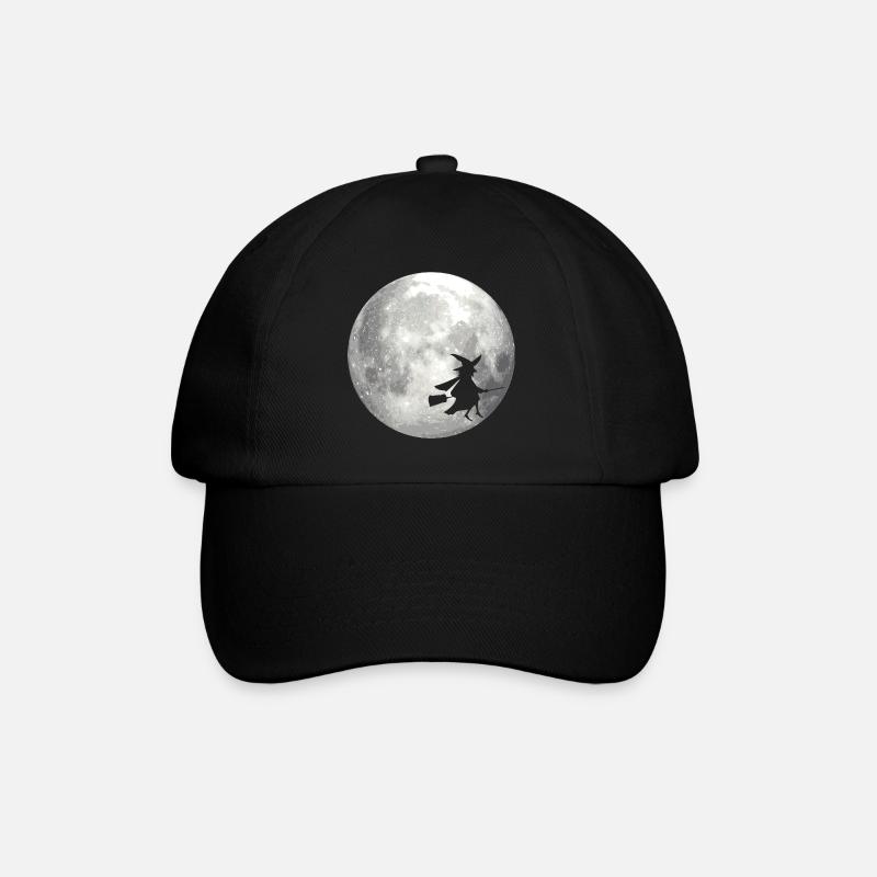 Pleine lune avec sorcière - Casquette classique - noir/noir