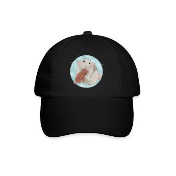 Cute rat with teddy bear - Baseball Cap - black/black - Front
